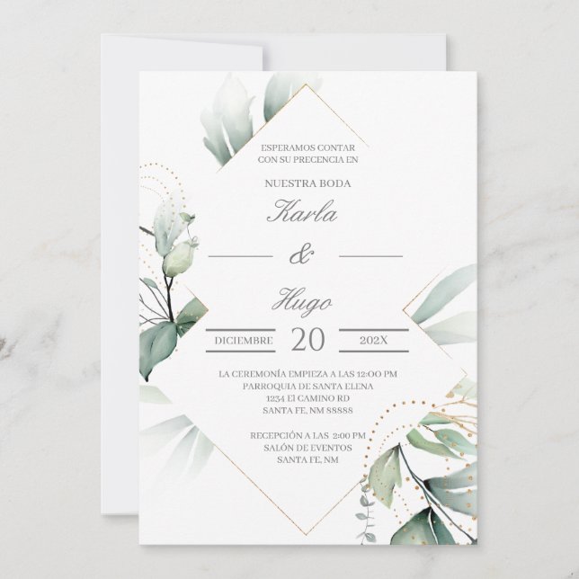 Invitation Elégant mariage de verdure (Devant)