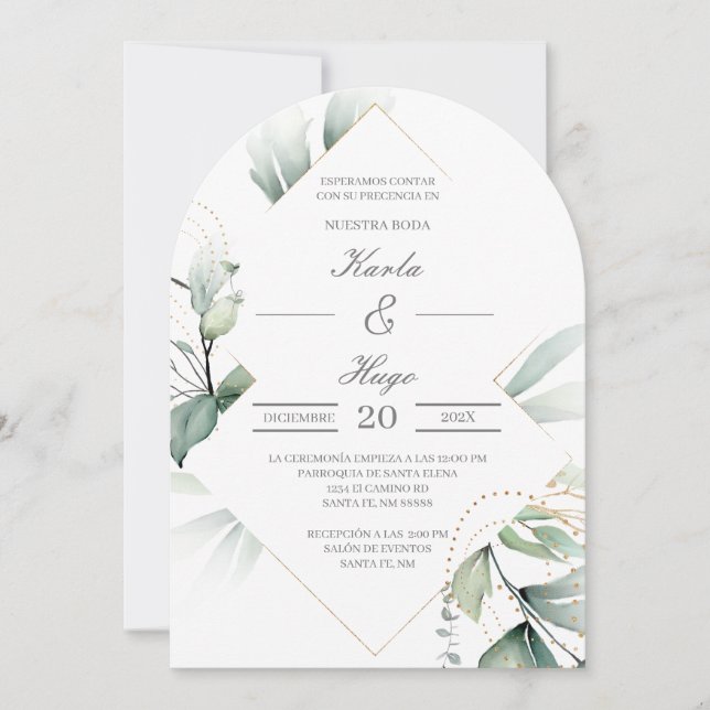 Invitation Elégant mariage de verdure (Devant)