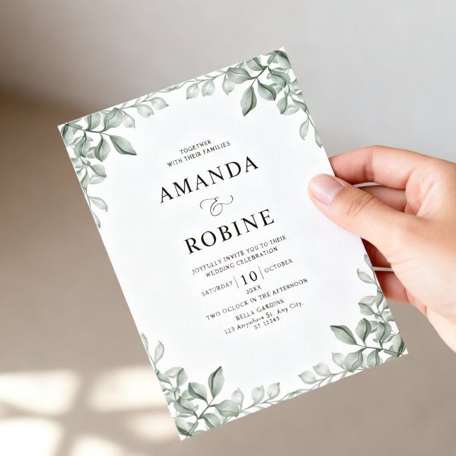Invitation Élégant mariage de verdure botanique (Créateur téléchargé)