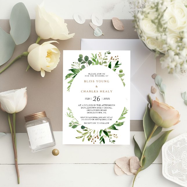 Invitation Elégant Mariage de verdure feuille Eucalyptus (Créateur téléchargé)