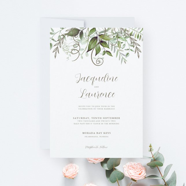 Invitation Élégant Mariage de verdure tropicale (Créateur téléchargé)