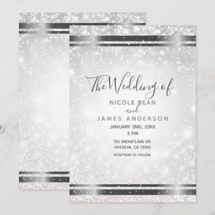 Invitation Élégant Mariage de Wonderland d'hiver White Sparkl