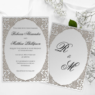 Invitation Élégant Mariage décoratif Argent