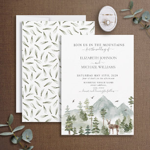 Invitation Élégant Mariage des forêts de montagne