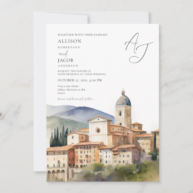 Invitation Elégant Mariage Destination Italien (Devant)