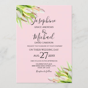 Invitation Élégant Mariage d'été de la tulipe verte rose