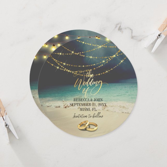 Invitation Élégant Mariage d'été de plage (Devant/Arrière en situation)
