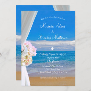 Invitation Élégant Mariage d'été de plage Florale
