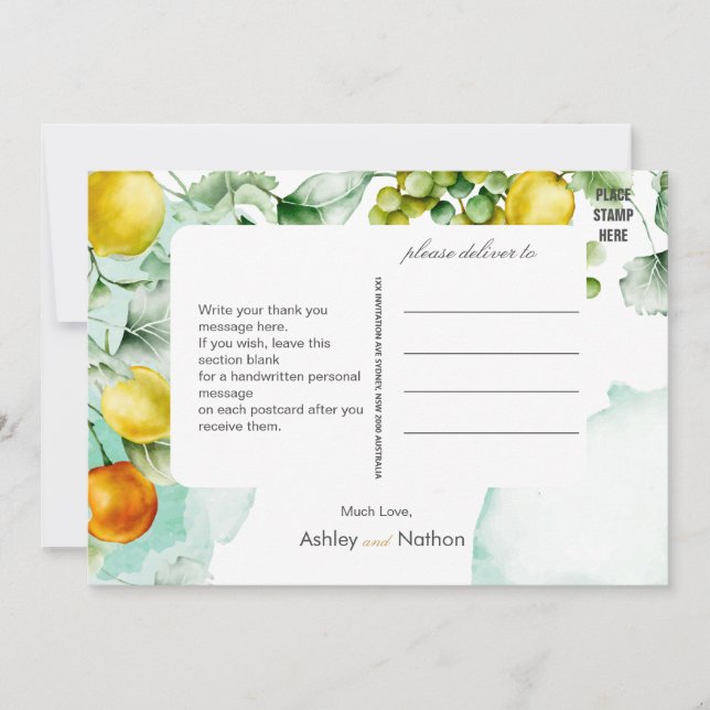 Invitation Elégant Mariage d'été Floral & Fruit (Devant)