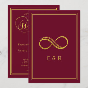 Invitation Élégant Mariage d'éternité or de Bourgogne