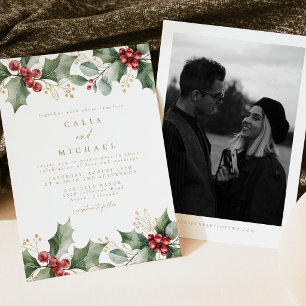 Invitation Élégant mariage d'hiver de Noël à l'aquarelle de h