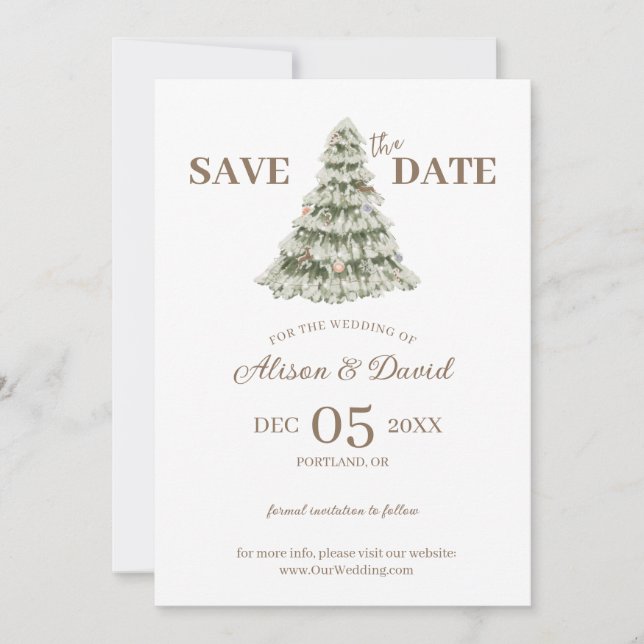 Invitation Élégant Mariage d'hiver simple Enregistrer la date (Devant)