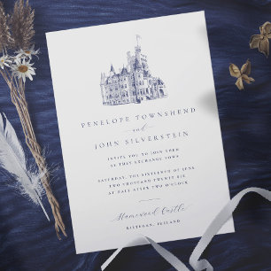 Invitation Élégant Mariage d'illustration de château Vintage