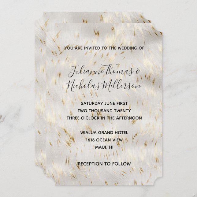 Invitation Élégant Mariage d'or blanc (Devant / Derrière)