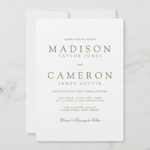 Invitation Élégant Mariage d'or Delicate moderne