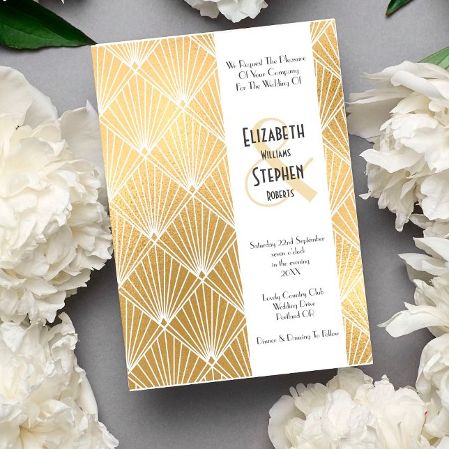 Invitation Elégant Mariage d'or Gatsby Art Déco des années 19 (Créateur téléchargé)
