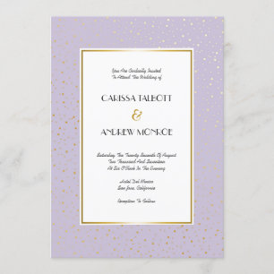 Invitation Élégant Mariage d'or Pastel Lavender Twinkle Stars
