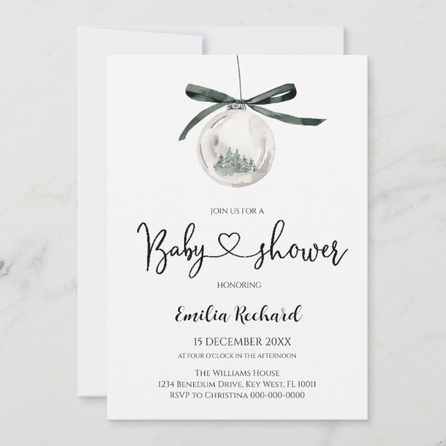 Invitation Élégant Mariage d'ornement de Noël (Devant)