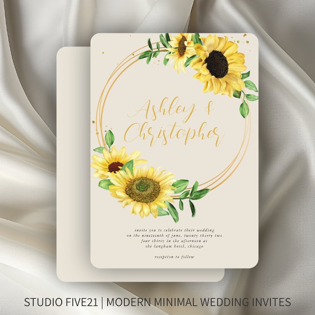 Invitation Élégant Mariage d'os de tournesol russe (Créateur téléchargé)