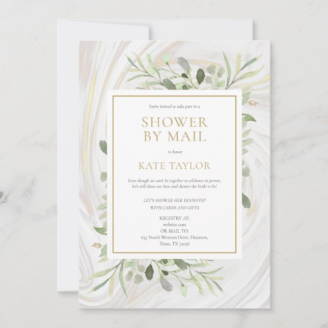 Invitation Élégant Mariage Douche Par Feuilles De Verdure De  (Devant)