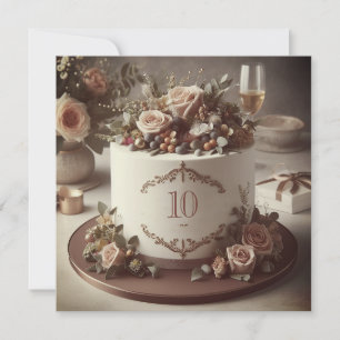 INVITATION ÉLÉGANT MARIAGE ÉDITABLE CAKE ANNIVERSAIRE