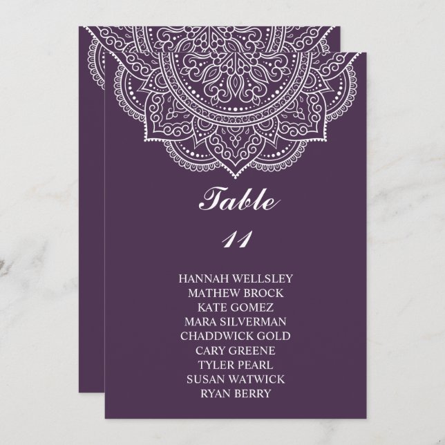 Invitation Élégant Mariage Eggplant Paisley (Devant / Derrière)