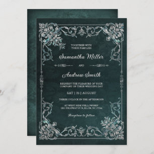 Invitation Élégant Mariage émeraude et diamant