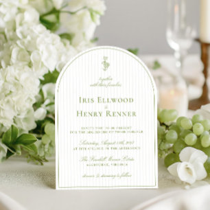 Invitation Elégant Mariage en arche vert et beige