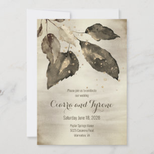 Invitation Elégant Mariage en bronze & Champagne Gold Cinq fe