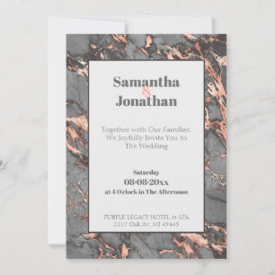 Invitation Élégant Mariage en marbre gris rose