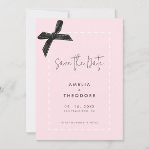 Invitation Élégant mariage en ruban Bow Enregistrer la date