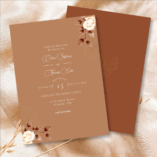 Invitation Élégant Mariage en terre cuite Eucalyptus orange