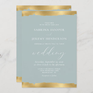 Invitation Elégant Mariage en verre de mer déchirée or