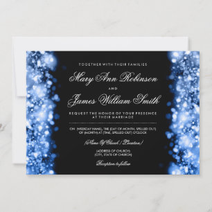 Invitation Élégant Mariage Enregistrer La Date Lumières Bleue