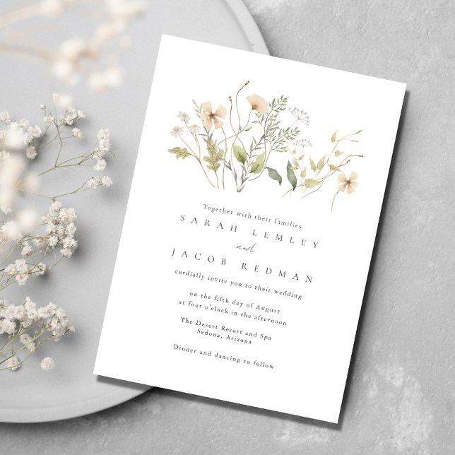 Invitation Élégant Mariage extérieur Fleur sauvage (Elegant Wildflowers Outdoor Wedding Invitation)