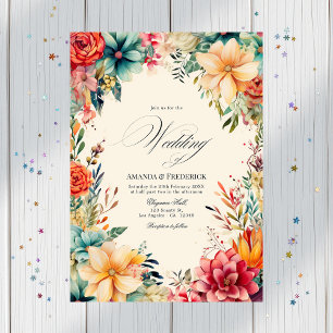 Invitation Elégant Mariage Fiesta aquarelle avec code QR