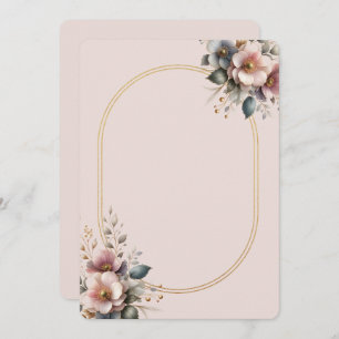 Invitation Élégant mariage fleuri rose, bleu et crème