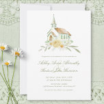 Invitation Élégant Mariage Fleurie Église Aquarelle<br><div class="desc">Invitation de mariage élégante aquarelle église florale. Cette invitation de mariage élégante présente une illustration délicate et peinte à la main à l'aquarelle d'une chapelle blanche traditionnelle accentuée par des fleurs douces blanches, jaunes et vert sauge. Parfaite pour les cérémonies traditionnelles d'église, les mariages de printemps ou d'été, et les...</div>