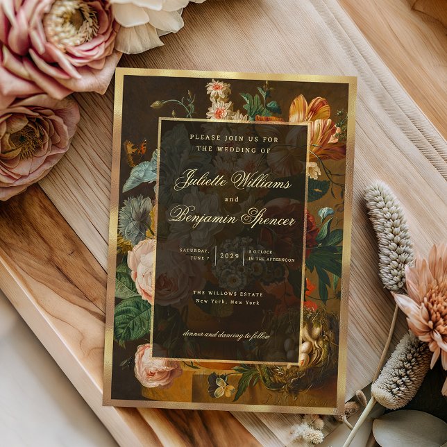 Invitation Élégant Mariage Fleuriste Beaux-Arts (Créateur téléchargé)