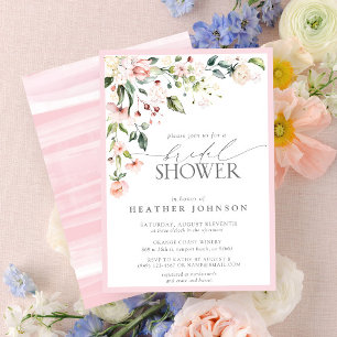 Invitation Élégant Mariage Fleurs Aquarelle Rose