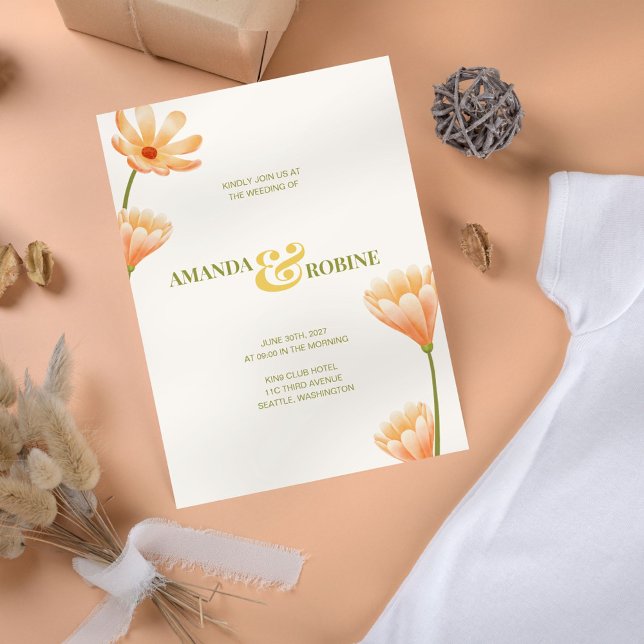 Invitation Élégant Mariage floral (Créateur téléchargé)