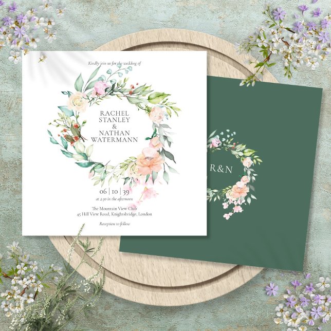 Invitation Élégant mariage floral à l'aquarelle verdure (Elegant Watercolor Greenery Floral Wedding Invitation)