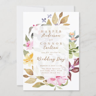 Invitation Elégant Mariage floral aquarelle