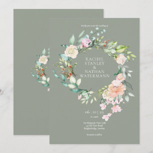 Invitation Élégant mariage floral aquarelle verdure