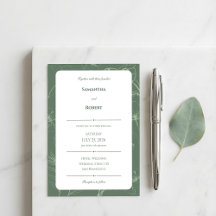 Élégant Mariage Floral Art Linéaire Vert Sauge