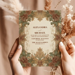 Invitation Élégant Mariage floral Art Nouveau Vintage