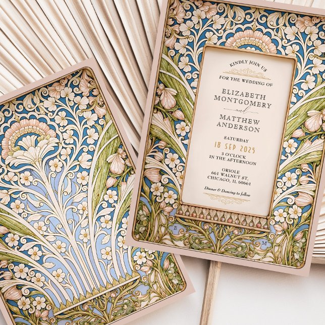 Invitation Élégant Mariage floral Art Nouveau Vintage (Créateur téléchargé)