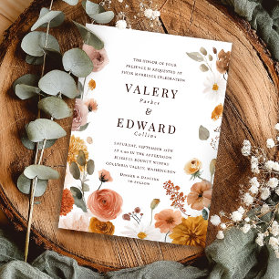 Invitation Élégant Mariage floral automne