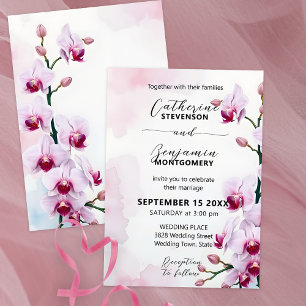 Invitation Élégant Mariage floral avec orchidées de teigne ro