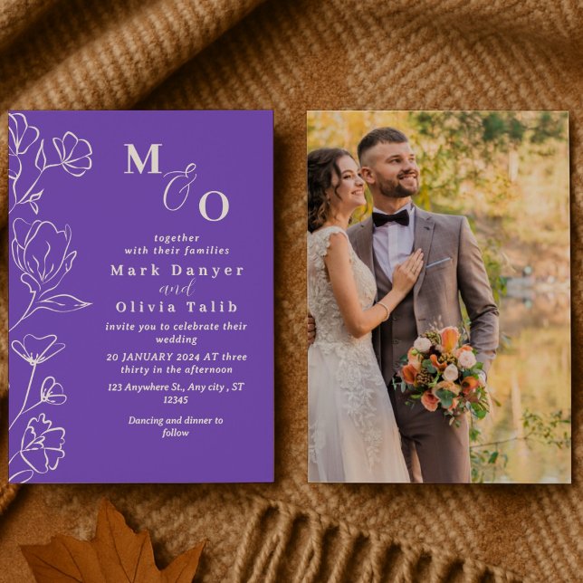 Invitation Élégant Mariage floral blanc (Créateur téléchargé)